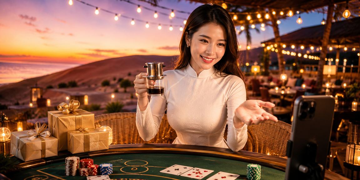 Người chơi Baccarat VIP trong trang phục áo dài tại Mũi Né – không khí cao cấp